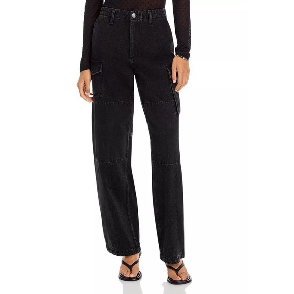 rag & bone Denim - Rag & Bone Nora Cargo High Rise Straight Jeans in Roya Black Size 23
